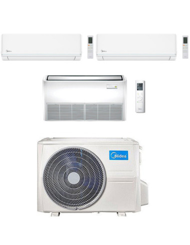 Climatizzatore Condizionatore Midea Evolution Wifi + Pavimento Soffitto R32 Trial Split 9000 + 9000 + 18000 BTU con U.E. M4OE...