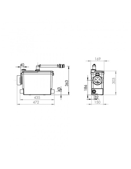 SFA SANIPACK PRO UP trituratore WC sospeso - doccia - lavabo - bidet - Climaway