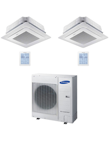 Climatizzatore Condizionatore Inverter Dual Split R32 Samsung Mini Cassetta 4 Vie Windfree 18000 + 18000 BTU con U.E. AJ080TX...