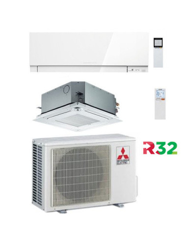 Climatizzatore Condizionatore Mitsubishi Cassetta + Split R32 Dual Split SLZ-M + MSZ-EF Inverter 9000 + 15000 BTU con U.E. MX...