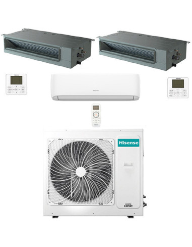 Climatizzatore Condizionatore Hisense R32 Trial Split Inverter Hi Comfort Wifi più Canalizzabile 9000 + 9000 + 18000 BTU con ...