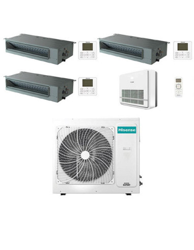 Climatizzatore Condizionatore Hisense Canalizzabile + Console R32 Quadri Split Inverter 9000 + 9000 + 9000 + 12000 BTU con U....