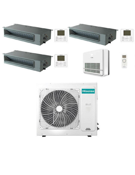 Climatizzatore Condizionatore Hisense Canalizzabile + Console R32 Quadri Split Inverter 9000 + 9000 + 9000 + 12000 BTU con U....