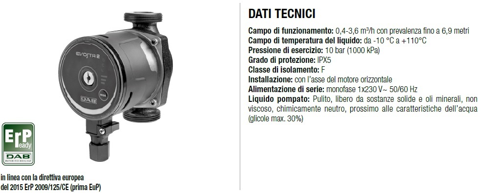 Circolatore elettronico DAB EVOSTA 40-70/130 per riscaldamento